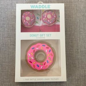 Waddle Donut Rattle Socks & Baby Teether NEW in box